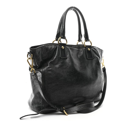 Prada Vitello Shine Shopping Satchel Dark Green 3 of 13