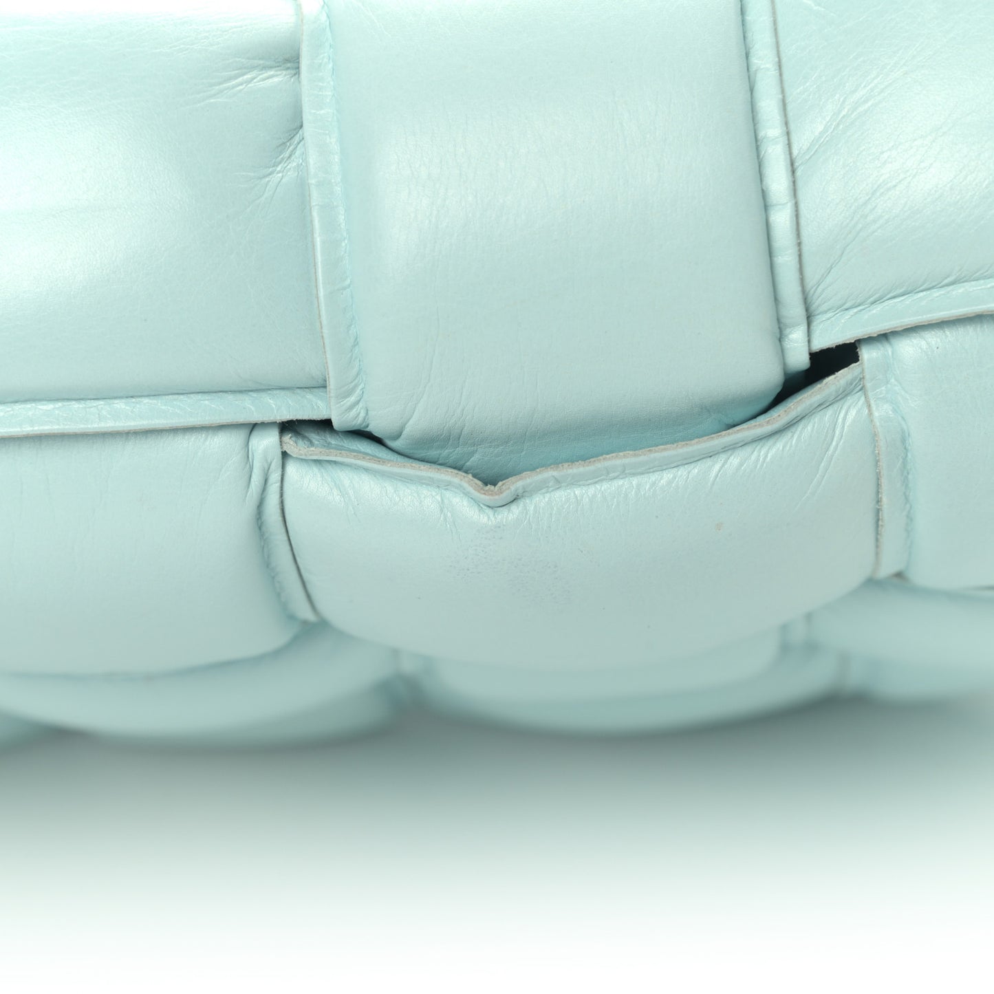 Paper Calfskin Maxi Intreccio Padded Cassette Crossbody Bag Ice