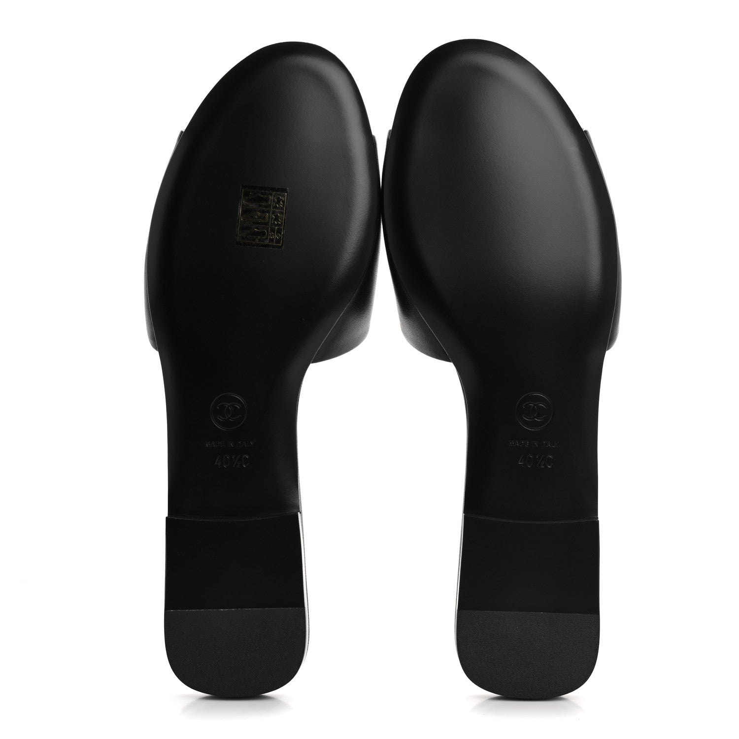 Chanel Lambskin Pearl CC Sandals 40.5 Black 6 of 10