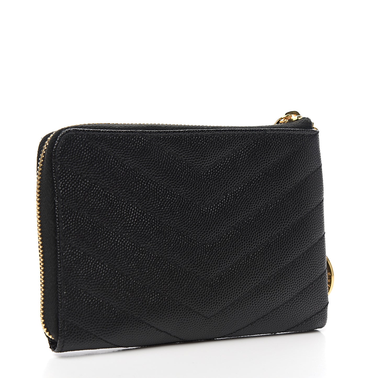Grain de Poudre Matelasse Monogram Key Pouch Black