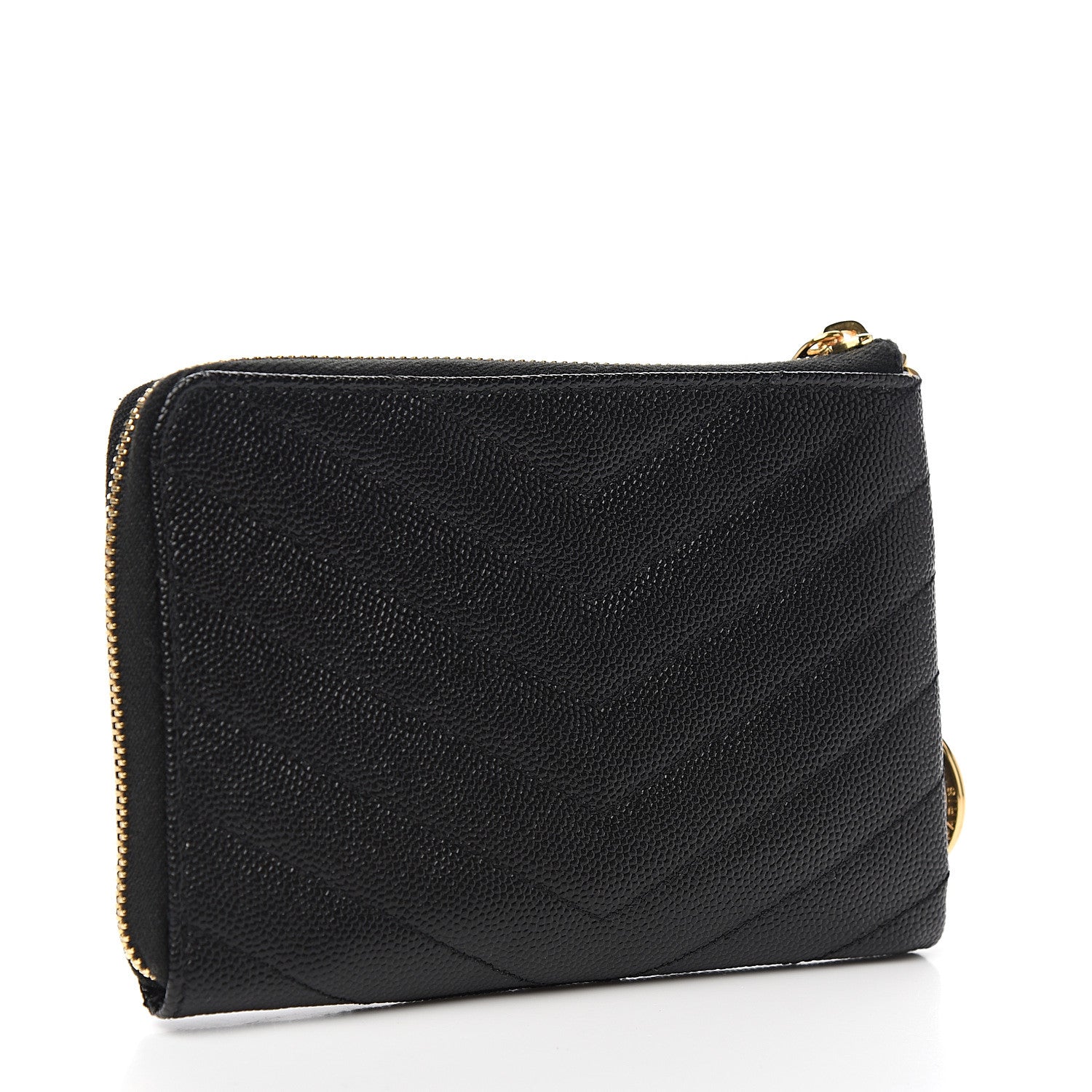 Saint Laurent Grain de Poudre Matelasse Monogram Key Pouch Black 2 of 6
