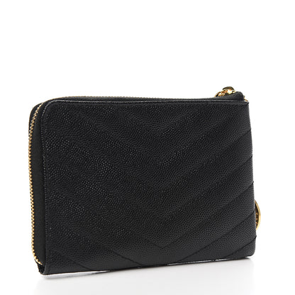 Saint Laurent Grain de Poudre Matelasse Monogram Key Pouch Black 2 of 6