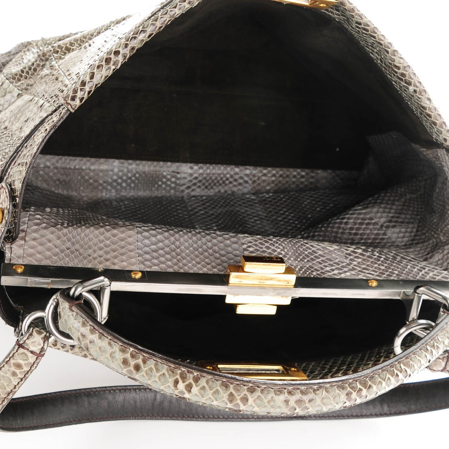 Python Large Peekaboo Iconic Satchel Natural