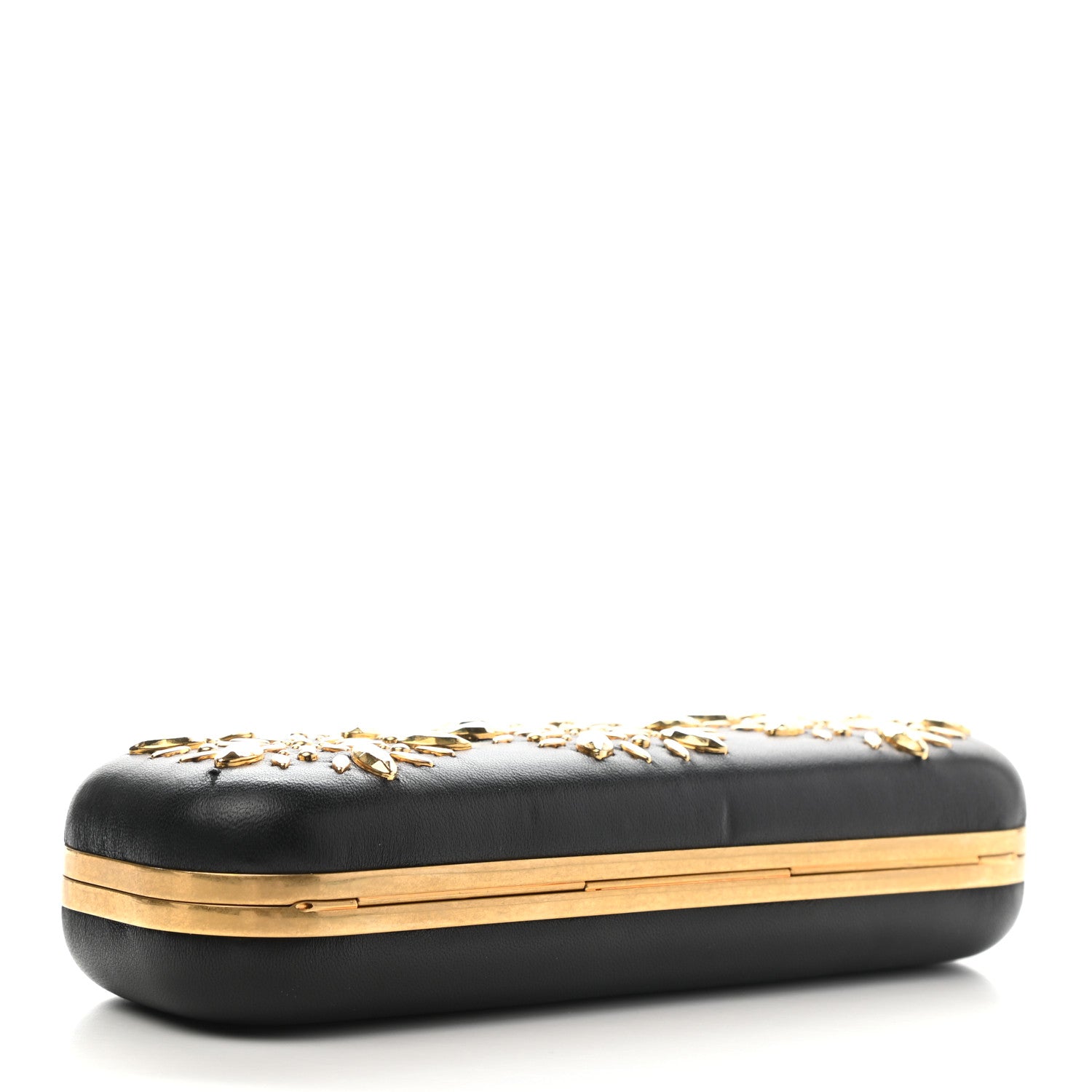 Alexander McQueen Nappa Studded Floral Knuckle Box Clutch Black 4 of 12