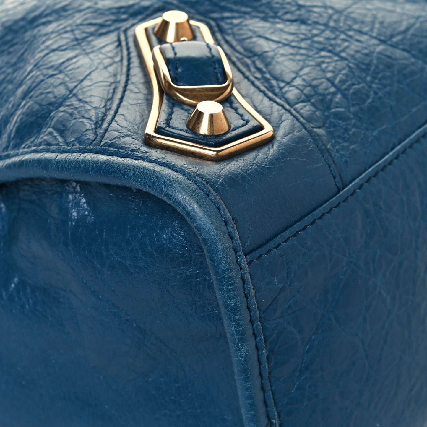 Agneau Arena Gold Hardware Metallic Edge City Bleu Abysse