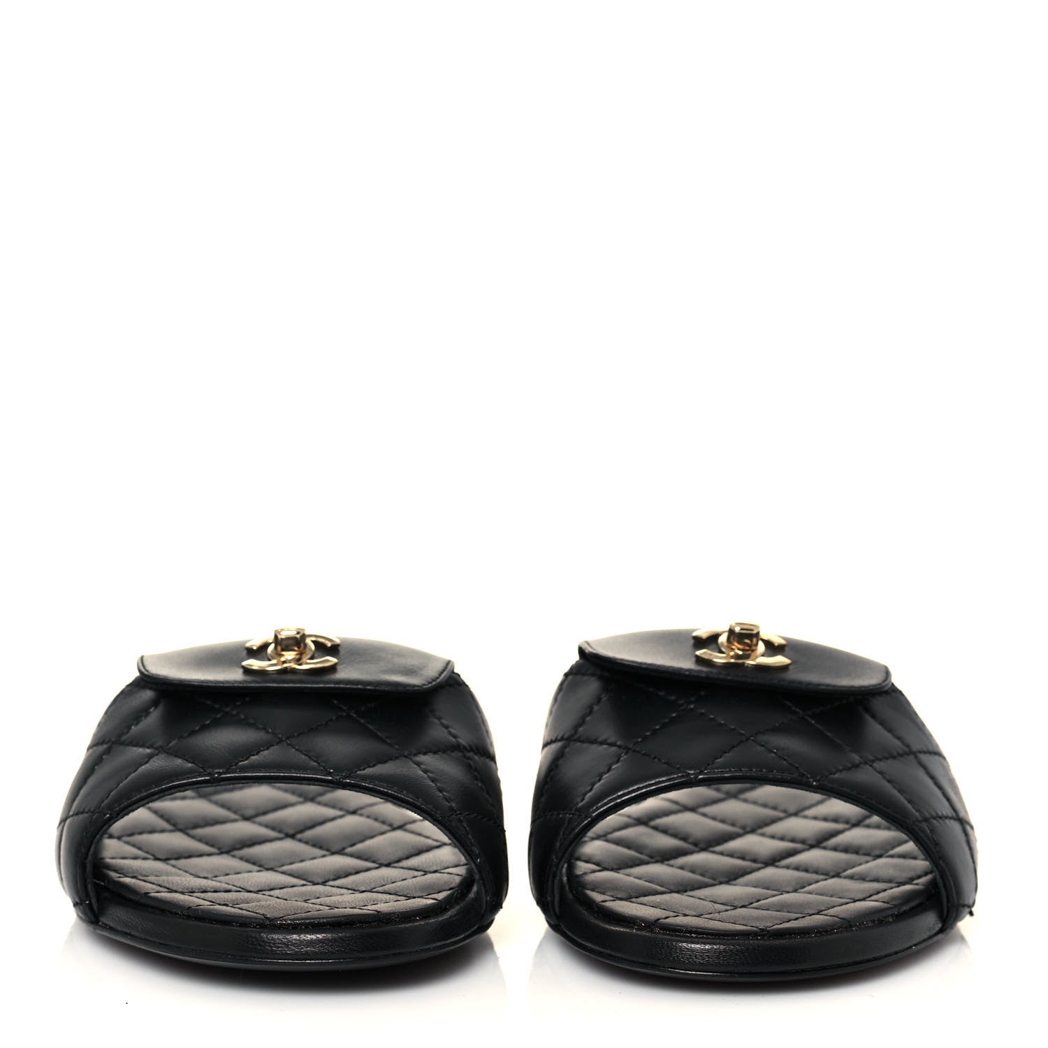 Chanel Lambskin Quilted CC Turnlock Sandals 37.5 Black 2 of 8