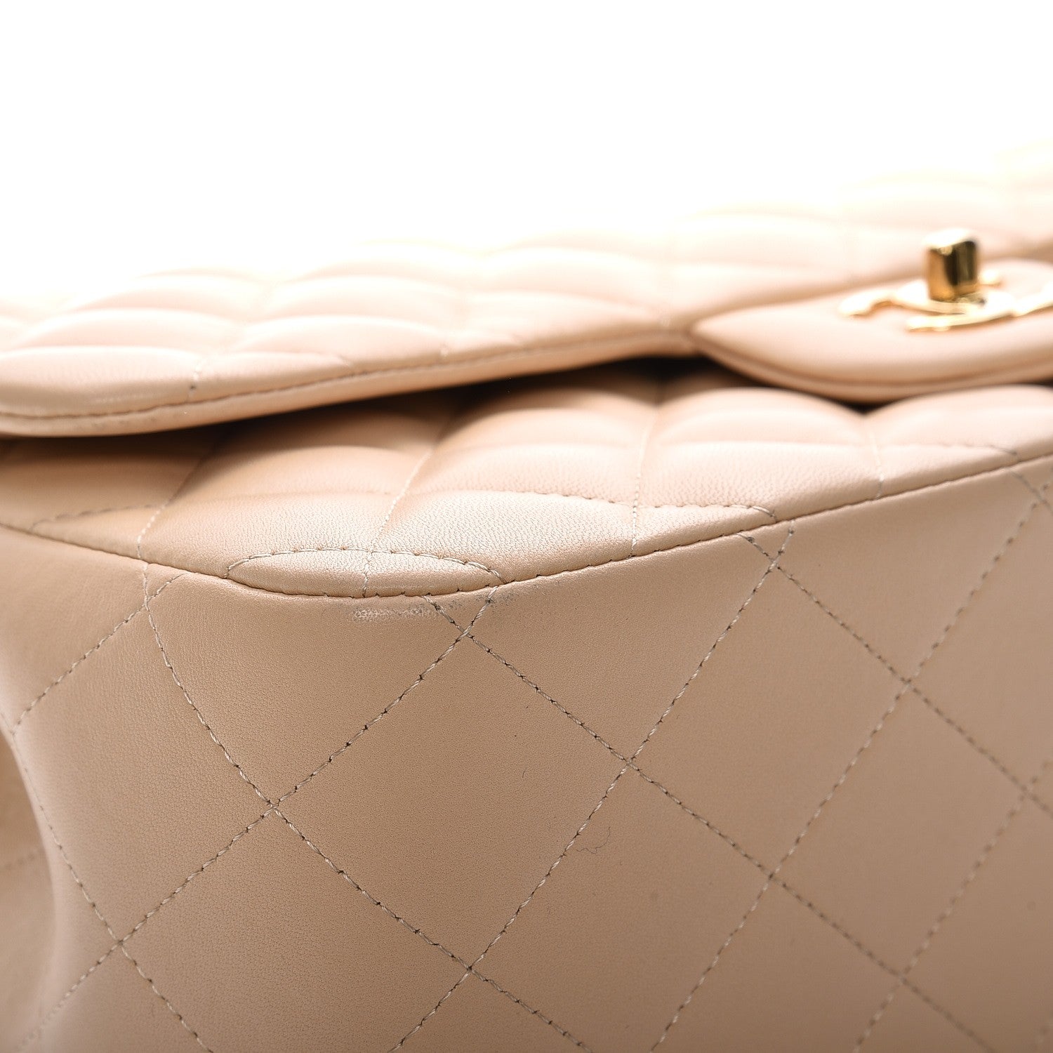 Chanel Lambskin Quilted Jumbo Double Flap Beige Clair 9 of 15