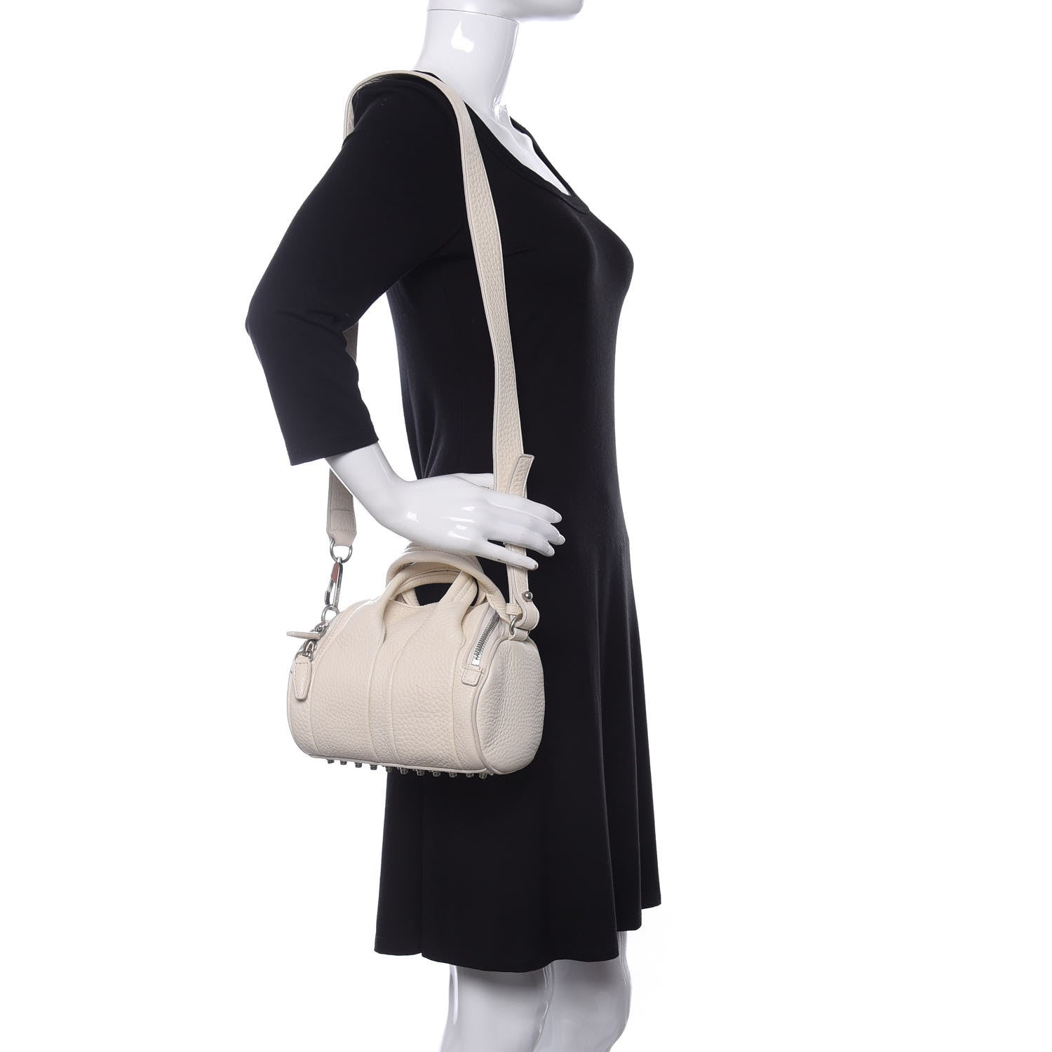 Alexander Wang Pebbled Lambskin Mini Rockie Bone Rhodium Hardware 2 of 10