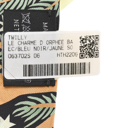 Hermes Silk Sous Le Charme D Orphee Twilly Bleu Black Jaune Soufre 3 of 4