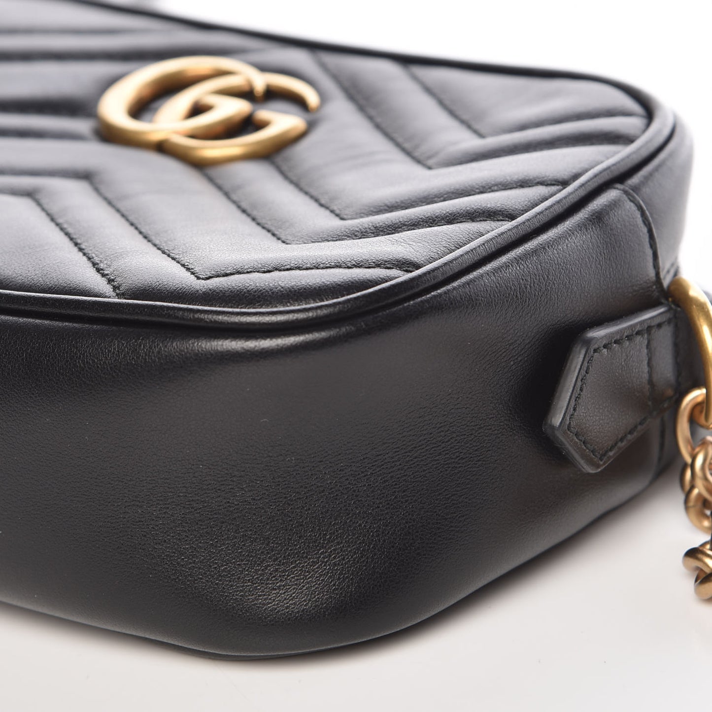 Calfskin Matelasse Mini GG Marmont Chain Shoulder Bag Black