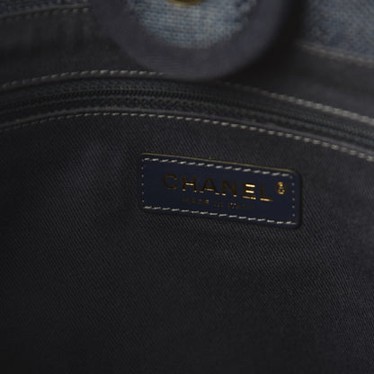 Chanel Mixed Fibers Striped Small Deauville Tote Navy Blue 8 of 11