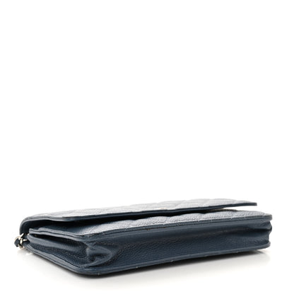 Chanel Caviar Quilted Wallet on Chain WOC Blue 4 of 14