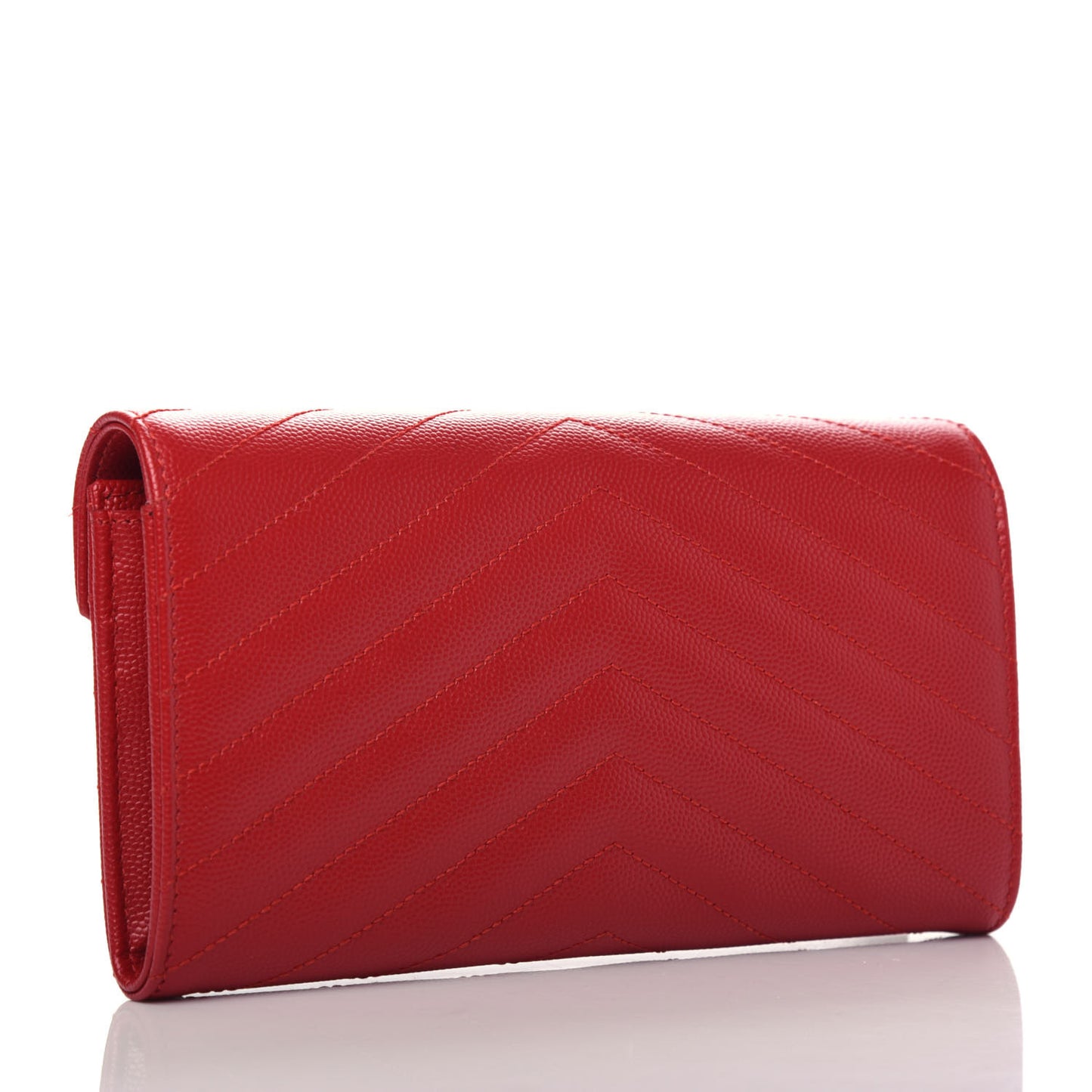 Grain De Poudre Matelasse Chevron Monogram Flap Wallet Red