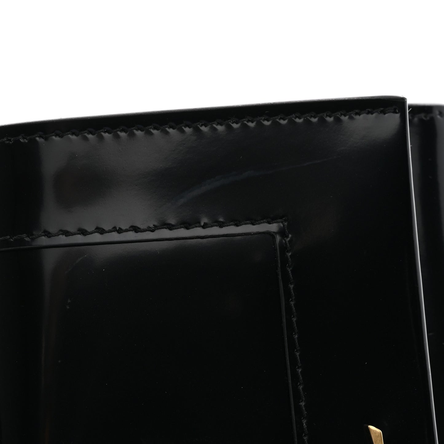 Lambskin Patent Small Monogram Cassandre Envelope Wallet Black
