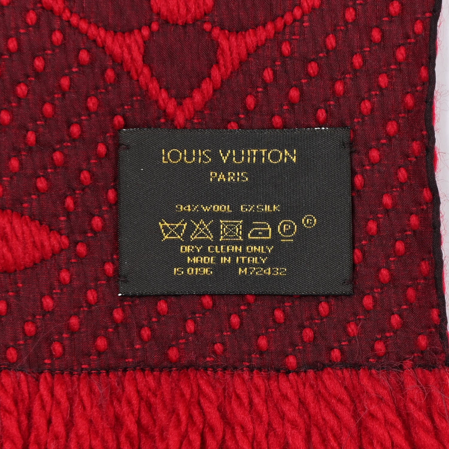 Louis Vuitton Wool Silk Logomania Scarf Rubis 3 of 3