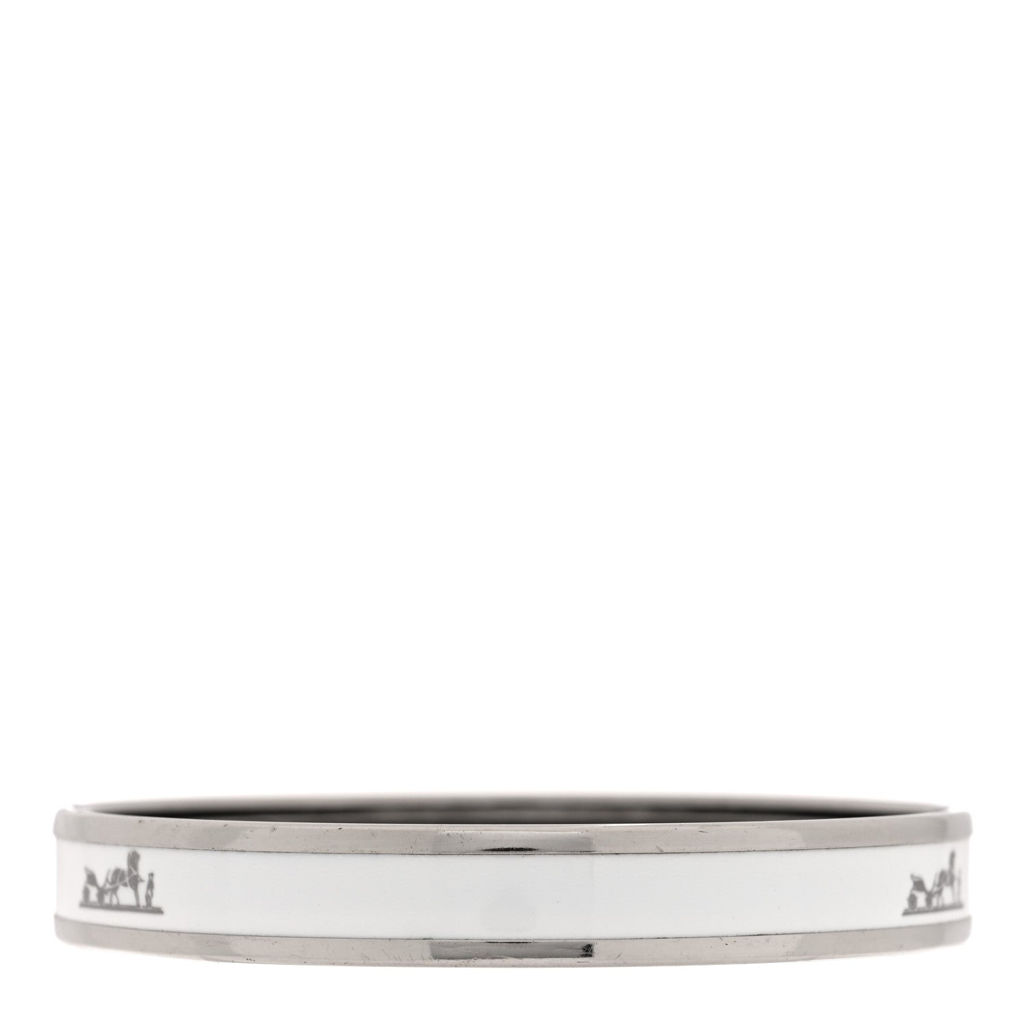 Hermes Enamel Printed Narrow Caleche Bracelet 70 White 3 of 5