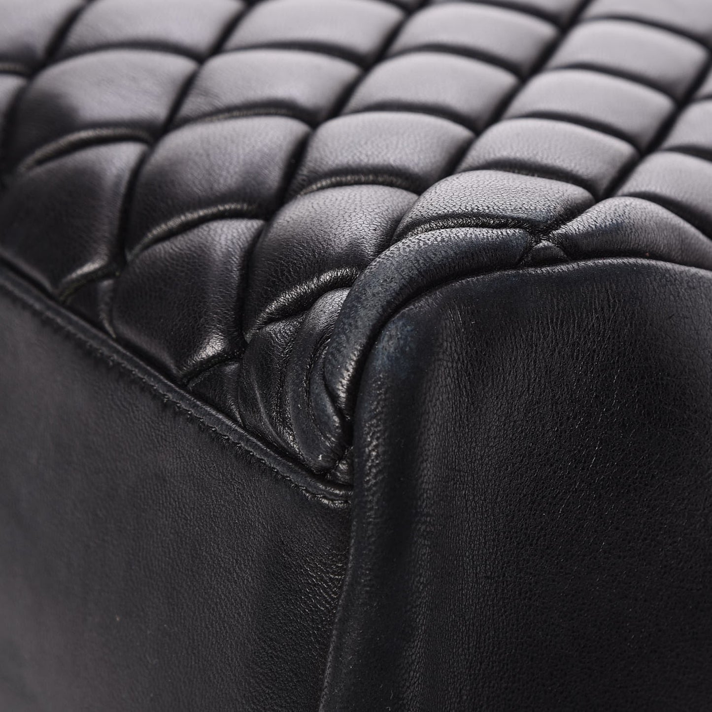 Lambskin Quilted Medium New Bubble North South Tote Black