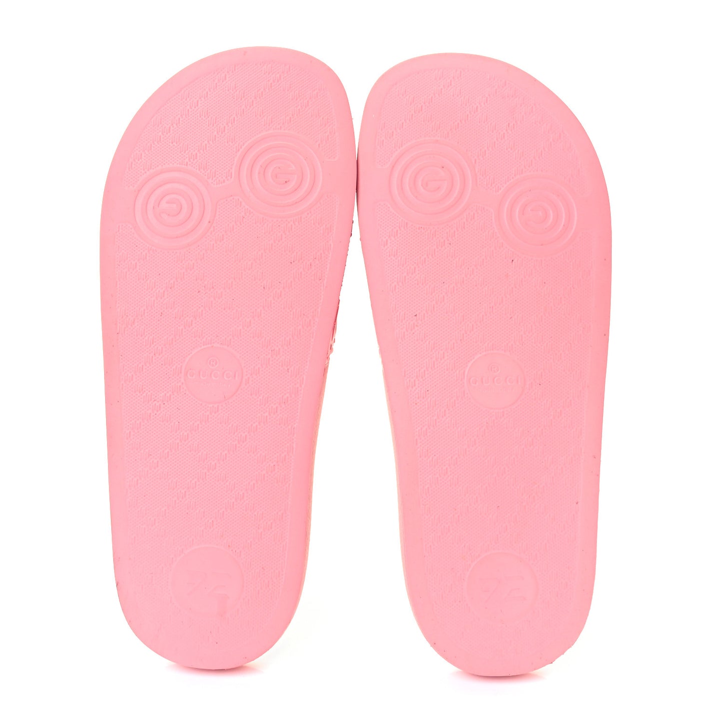 Rubber GG Monogram Perforated Womens Slide Sandals 37 Rose Box