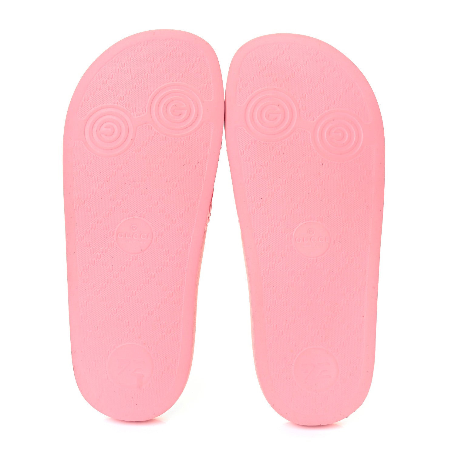 Gucci Rubber GG Monogram Perforated Womens Slide Sandals 37 Rose Box 5 of 7
