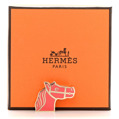 Hermes Permabrass Lacquered Quadrige Twilly Scarf Ring Rose Corail 4 of 4