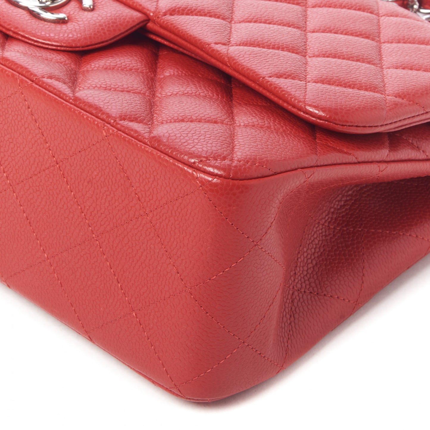 Caviar Quilted Jumbo Double Flap Red