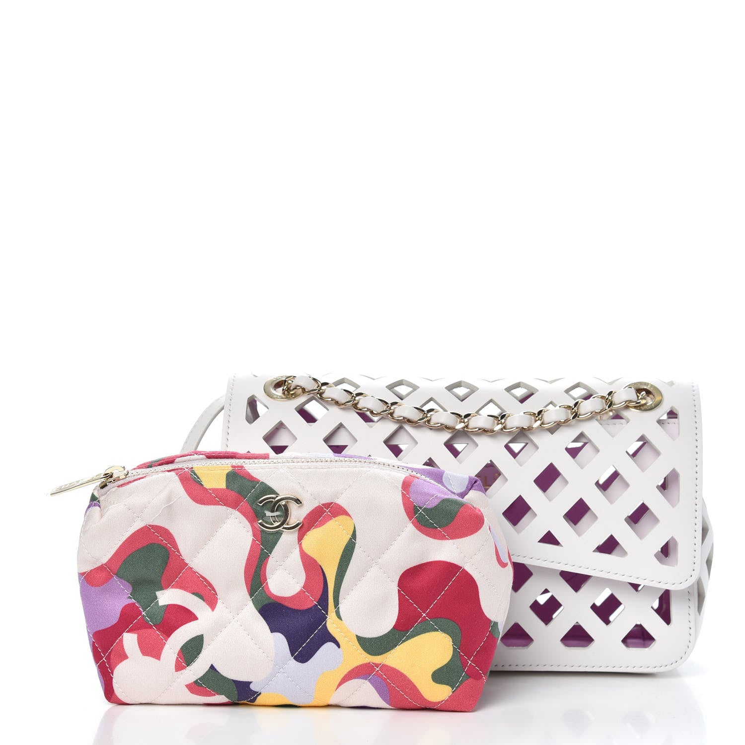Chanel Lambskin Small Sea Through Flap White Multicolor 3 of 12