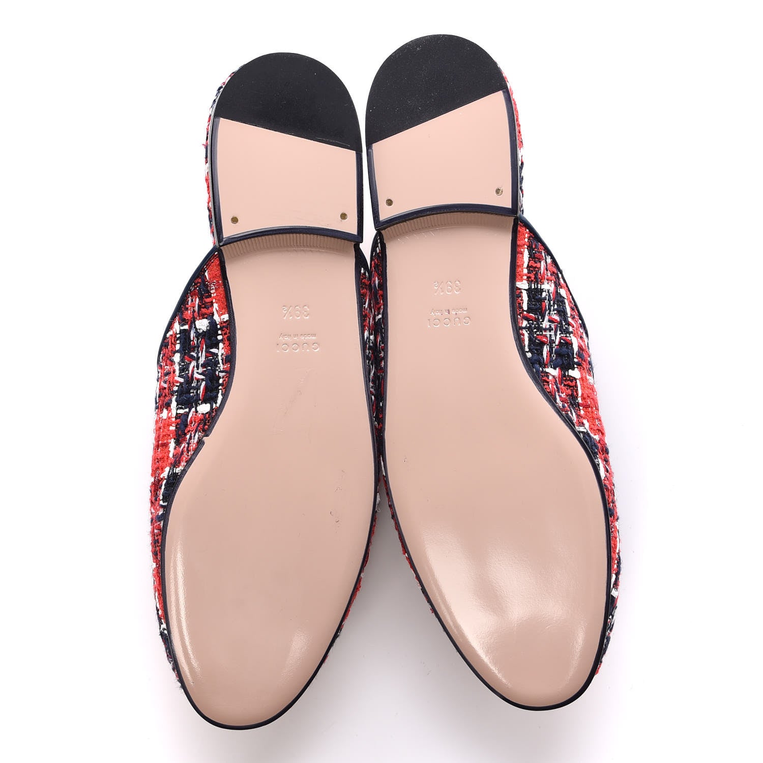 Gucci Tweed Check Womens Princetown Slippers 39.5 Hibiscus Red Royal Blue 5 of 11