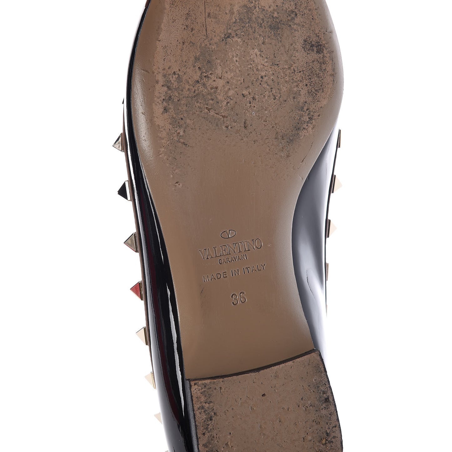 Patent Rockstud Ballerina Flats 36 Black Poudre