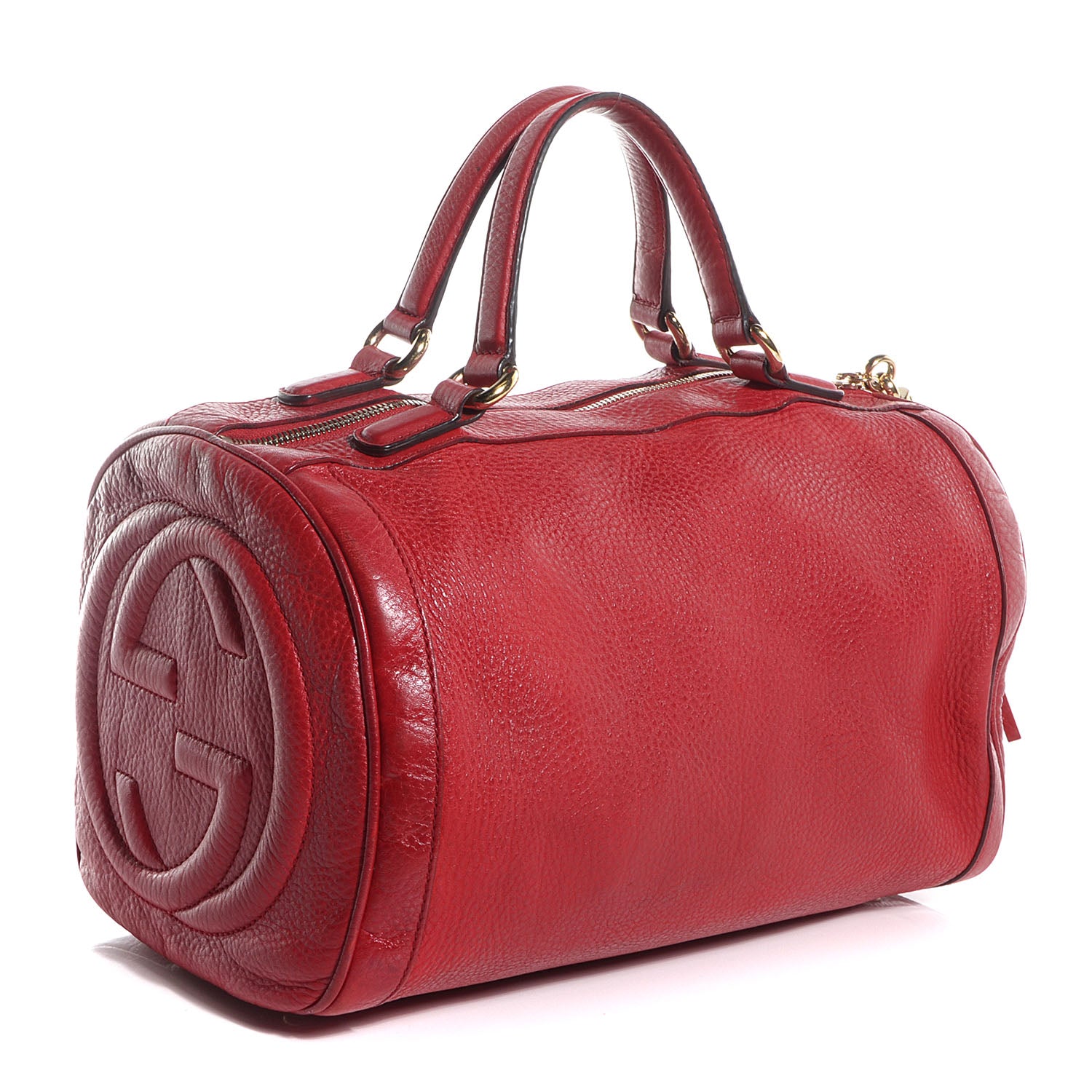 Gucci Pebbled Calfskin Medium Soho Boston Red 3 of 7