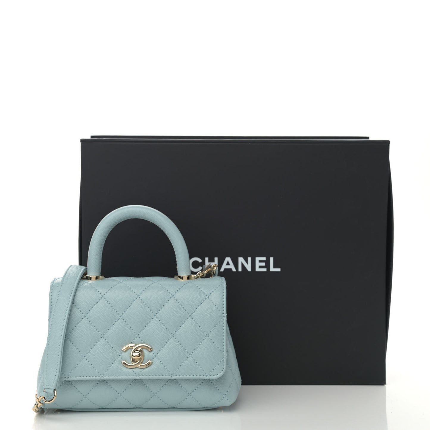 Caviar Quilted Extra Mini Coco Handle Flap Light Blue