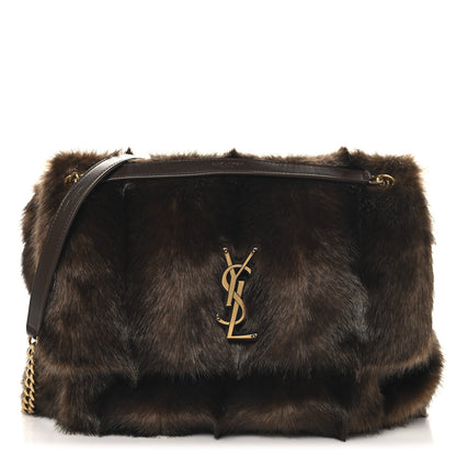 Saint Laurent Faux Fur Monogram Large Niki Chain Satchel Deep Walnut Bark 1 of 10