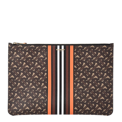 Burberry E-Canvas Monogram Stripe Zip Pouch Bridle Brown 1 of 8
