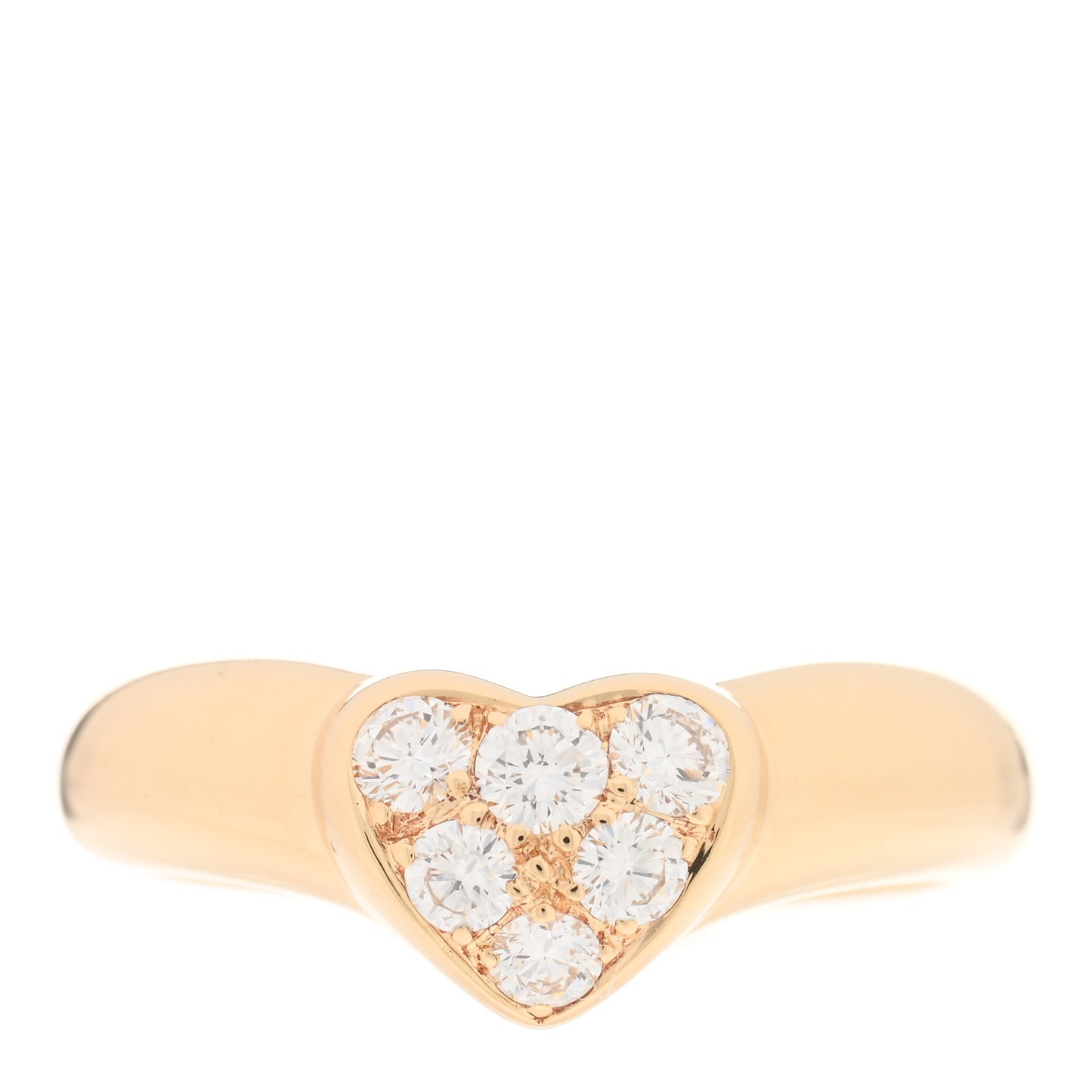 18K Yellow Gold Diamond Heart Band Ring 49 5