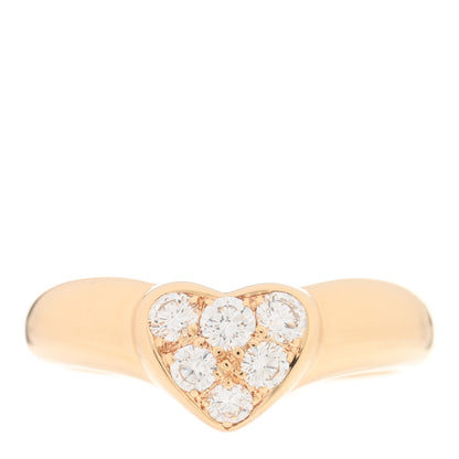 Tiffany 18K Yellow Gold Diamond Heart Band Ring 49 5 1 of 3