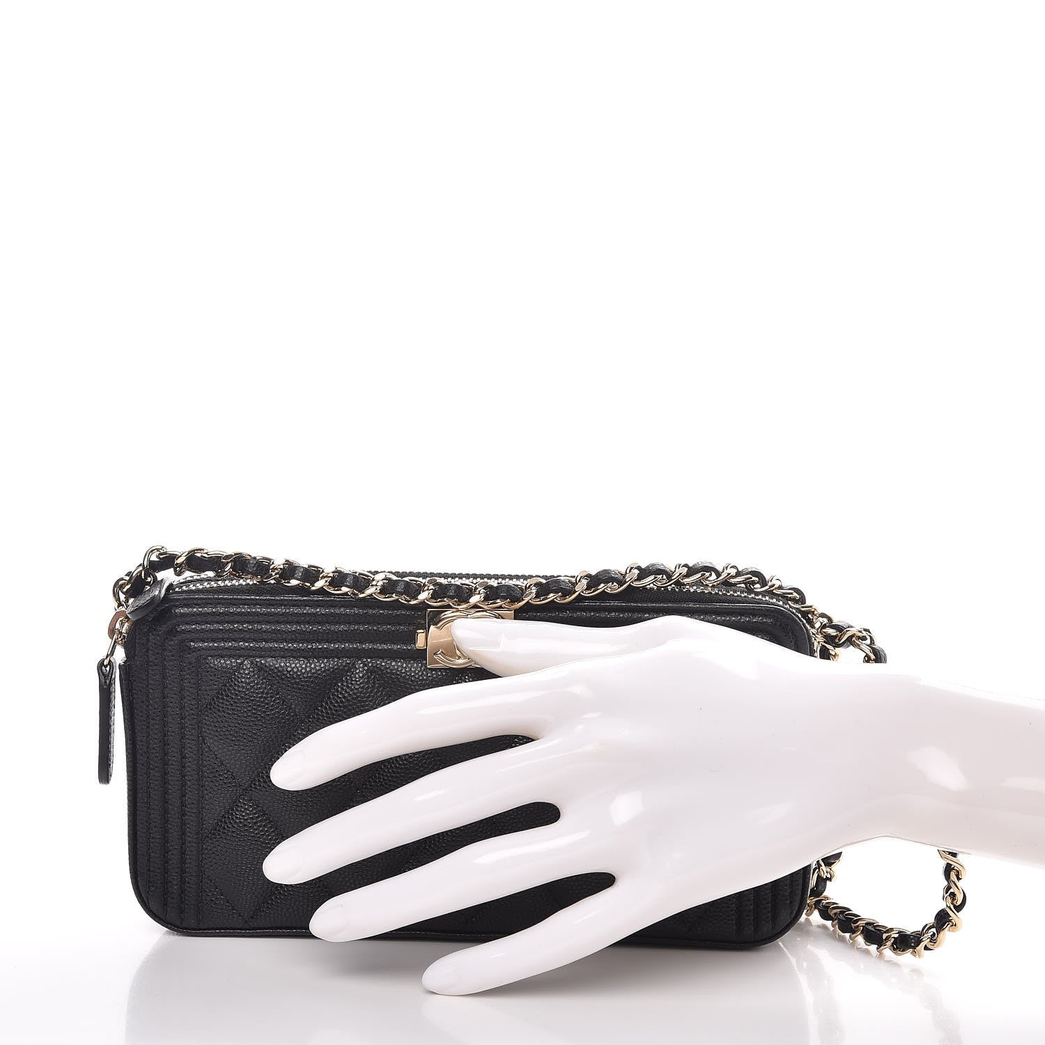 Chanel Caviar Quilted Small Boy Clutch With Chain Black 3 of 10
