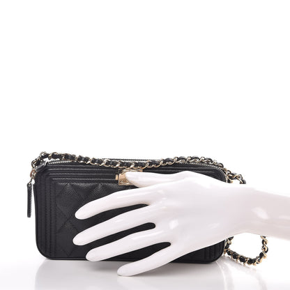 Chanel Caviar Quilted Small Boy Clutch With Chain Black 3 of 10