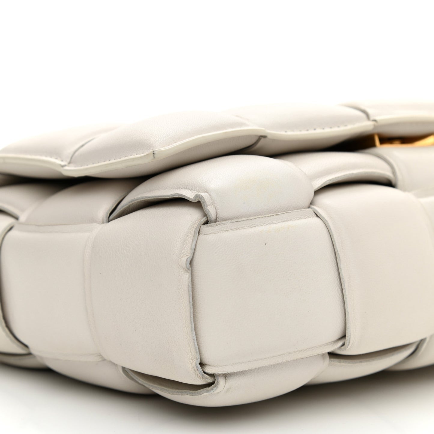 Lambskin Maxi Intreccio Padded Chain Cassette Crossbody Bag White
