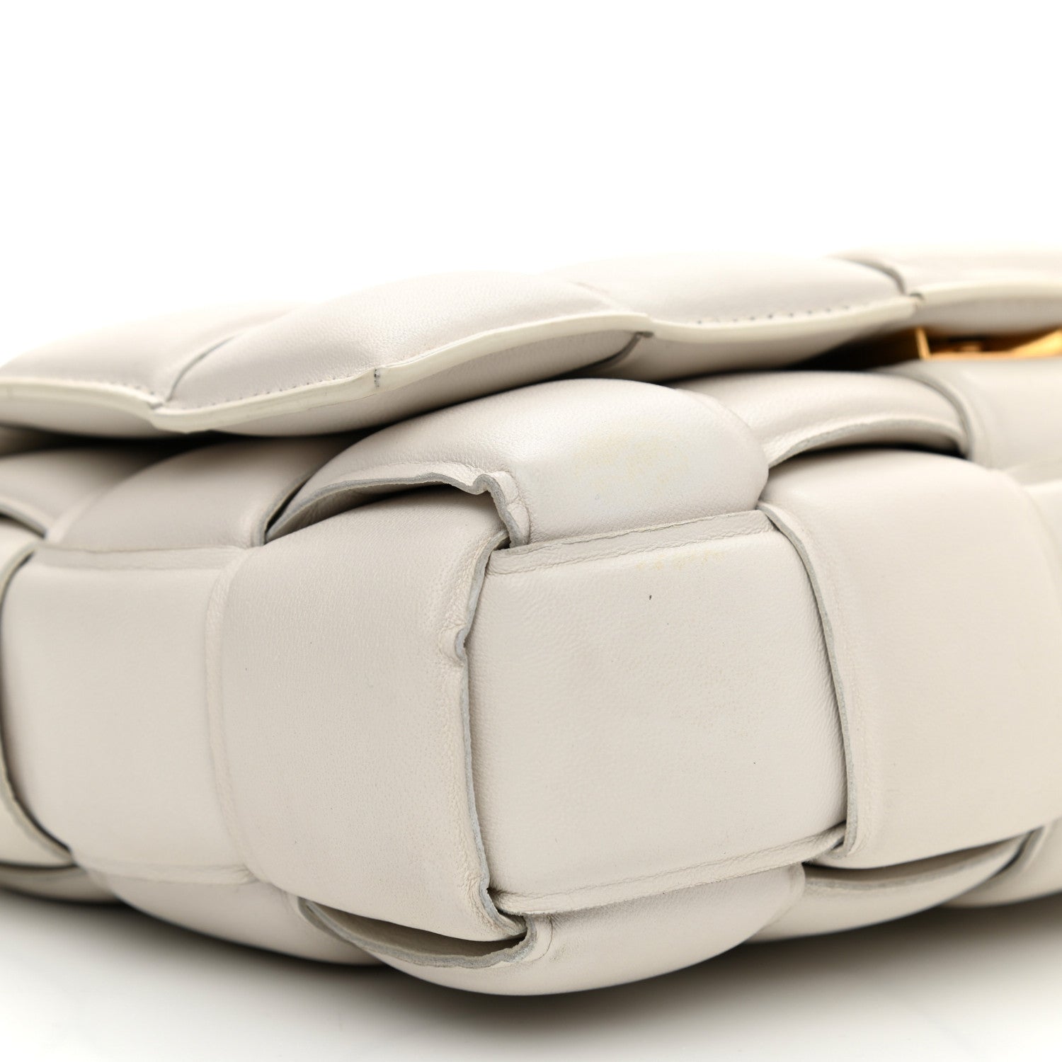 Bottega Veneta Lambskin Maxi Intreccio Padded Chain Cassette Crossbody Bag White 7 of 8