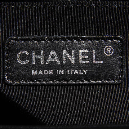 Chanel Calfskin Checkerboard Trim Small Boy Flap Black White 7 of 8