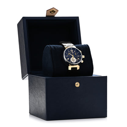 Louis Vuitton Stainless Steel 18K Yellow Gold Rubber 34mm Tambour Chronograph Quartz Watch Black 5 of 5