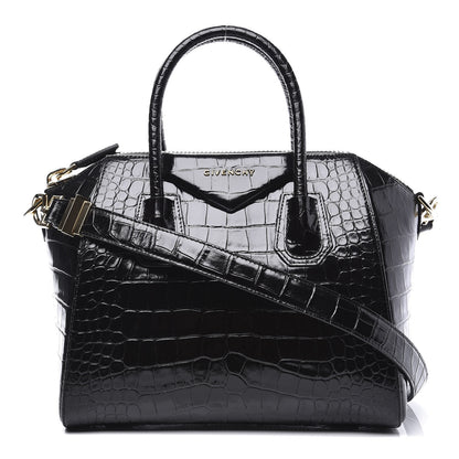 Givenchy Calfskin Crocodile Embossed Small Antigona Black 1 of 9