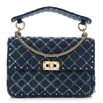 Valentino Garavani Denim Medium Rockstud Spike Shoulder Bag Denim 1 of 10