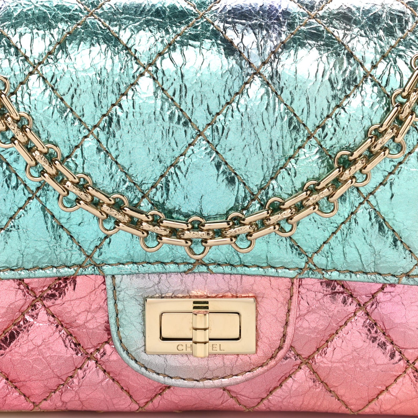 Metallic Goatskin Quilted Mini 2.55 Reissue Flap Multicolor