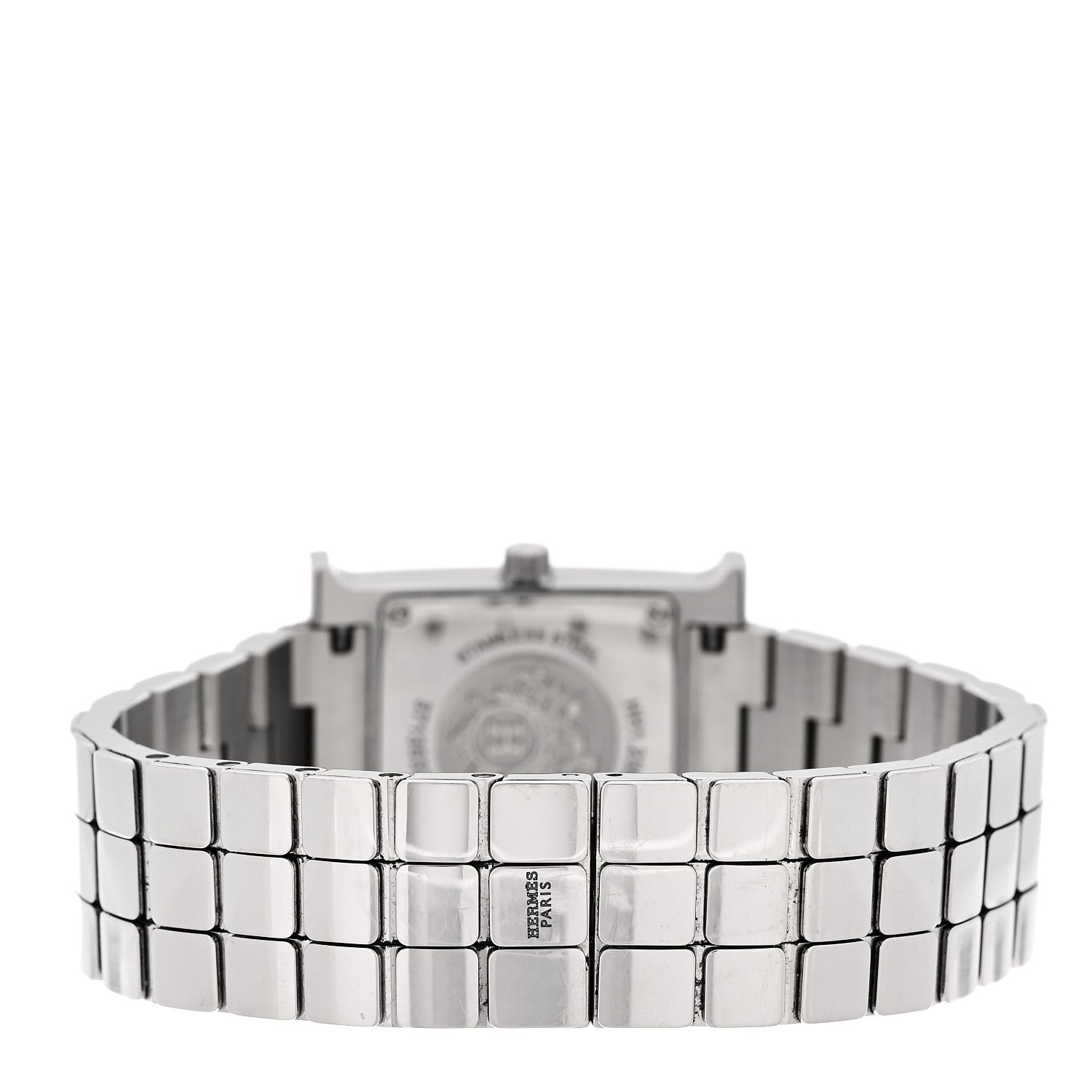 Hermes Stainless Steel Diamond Bezel Mother of Pearl 21mm Heure H Hour Quartz Watch 3 of 5