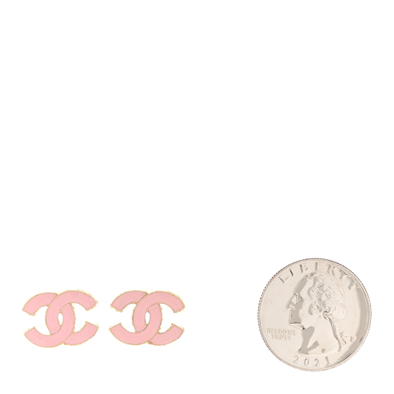 Chanel Metal Enamel CC Earrings Pink Gold 2 of 5