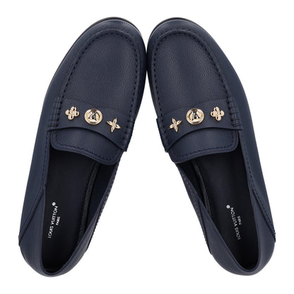Louis Vuitton Grained Calfskin Ivy Loafers 40.5 Navy Blue 2 of 10