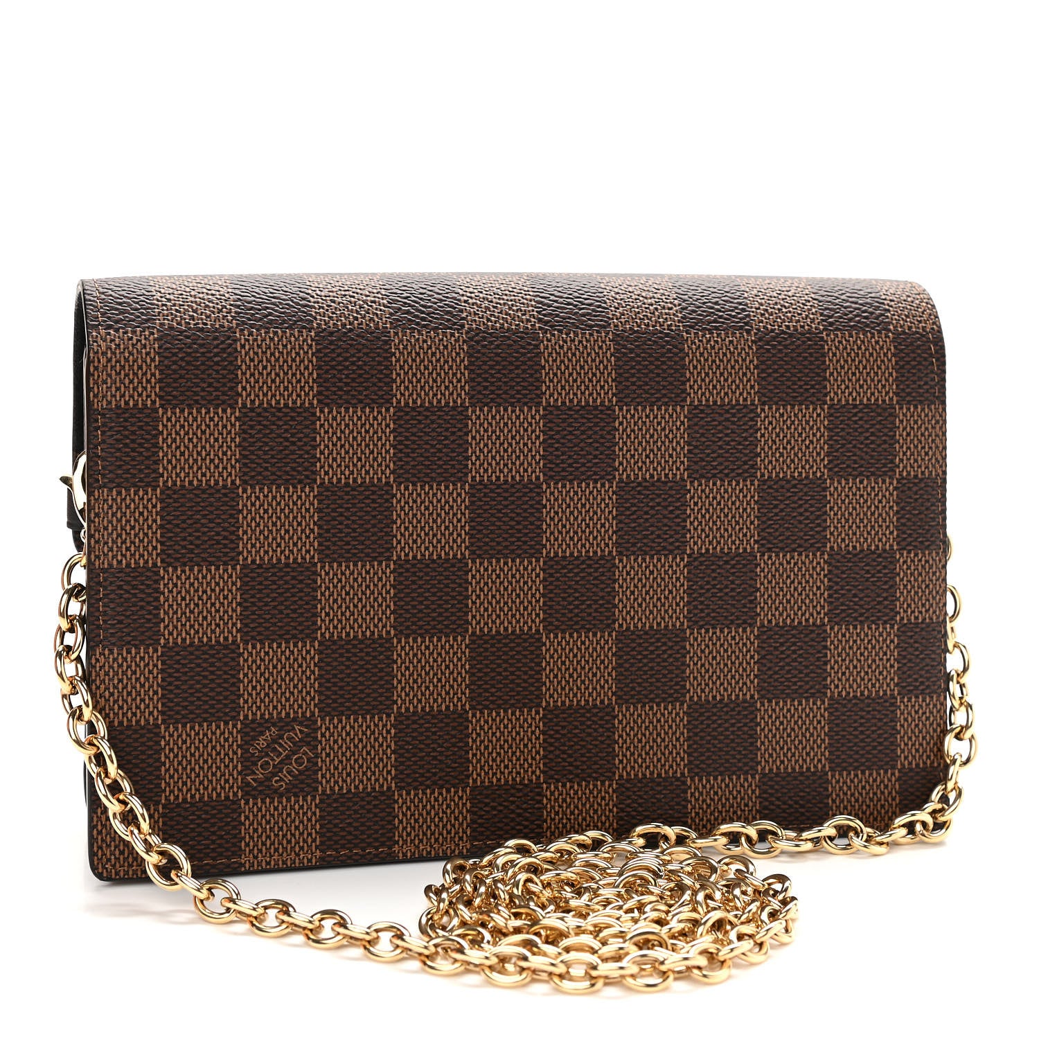 Louis Vuitton Damier Ebene Vavin Chain Wallet Black 3 of 10