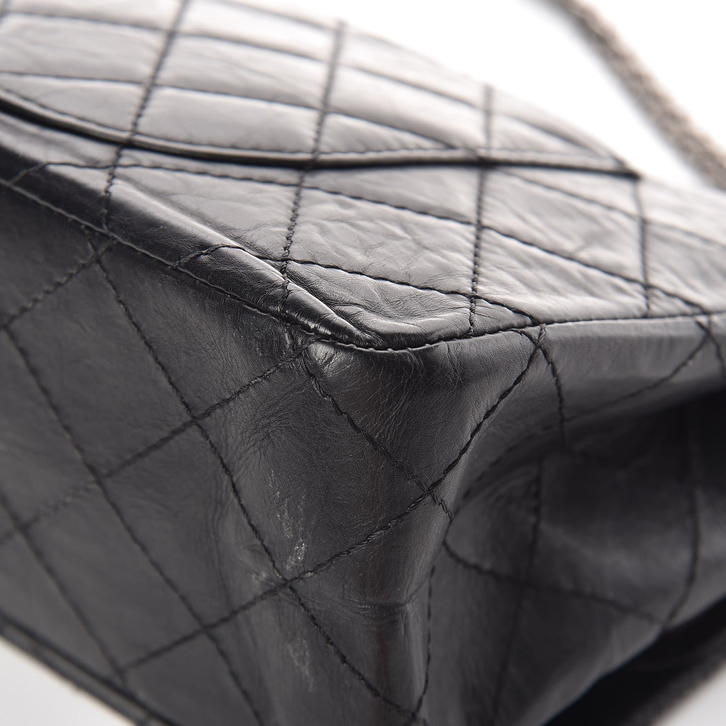 Aged Calfskin Quilted 2.55 Reissue 227 Flap Black