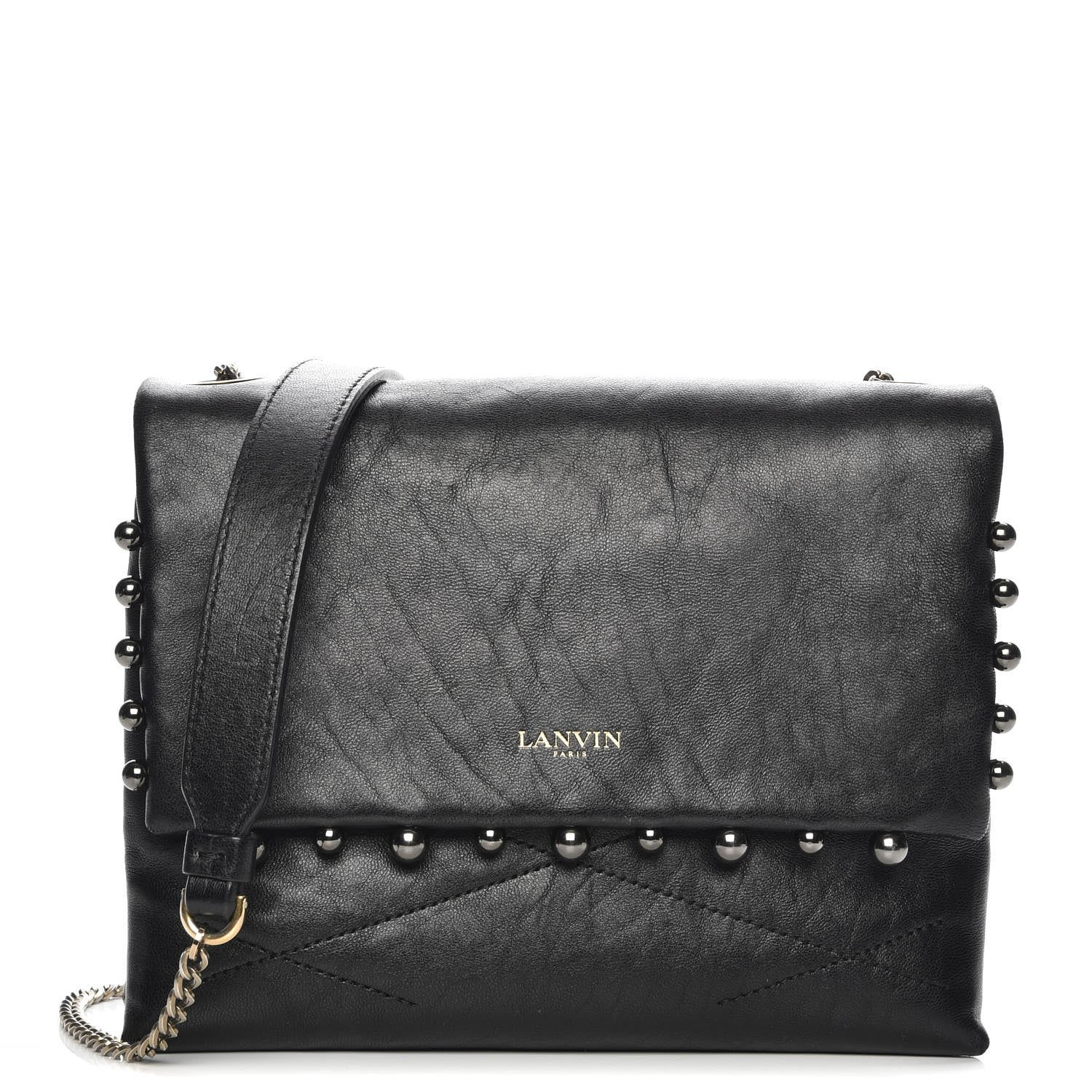 Lanvin Lambskin Quilted Metal Pearl Mini Sugar Flap Shoulder Bag Black 1 of 8