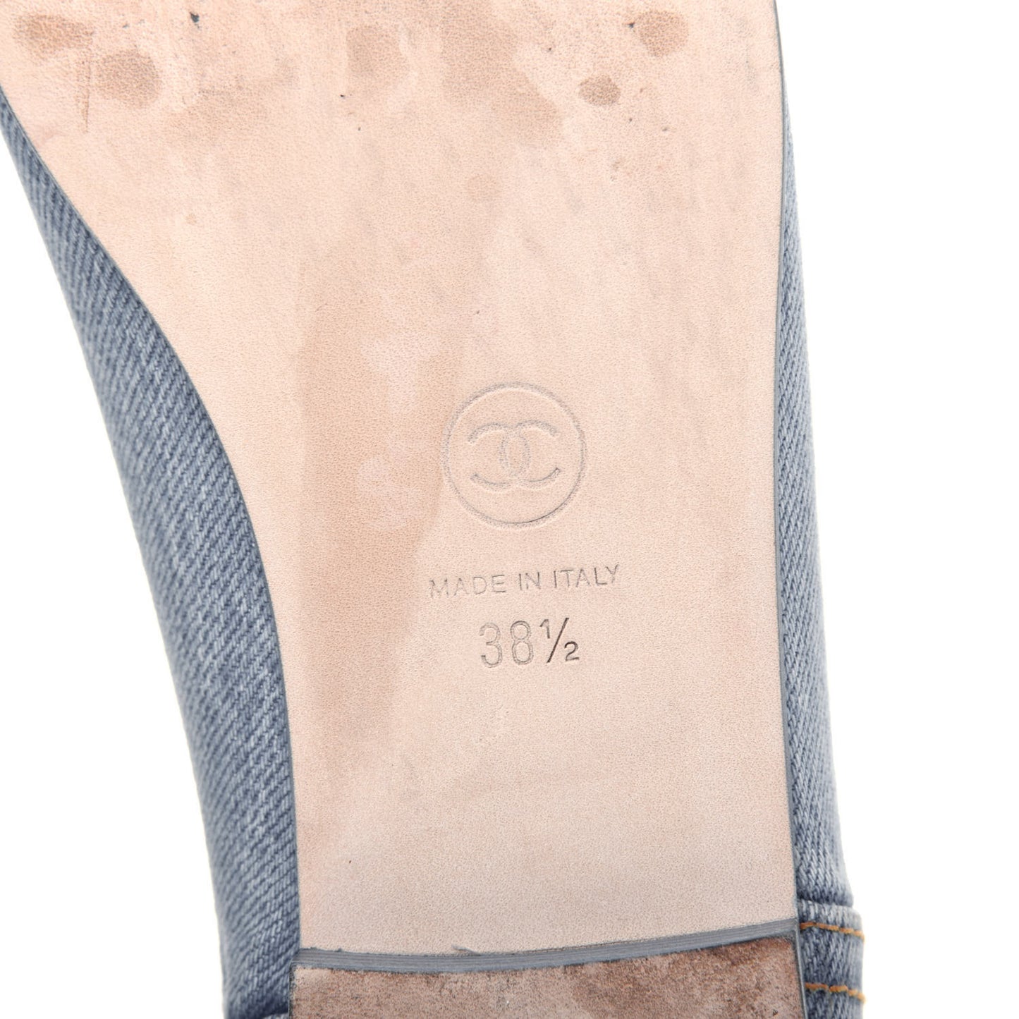 Denim CC Cap Toe Ballerina Flats 38.5 Light Blue